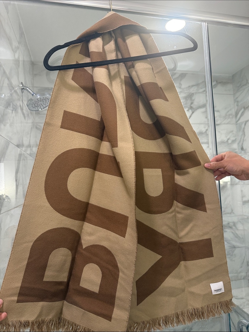 Authentic Burberry Reversible Scarf & Cashmere Hat Set – Rare Logo Design